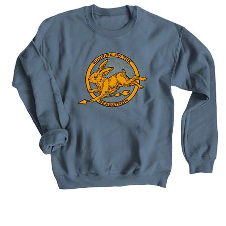 Sunrise on the Readathon 2026, a Indigo Crewneck Sweatshirt