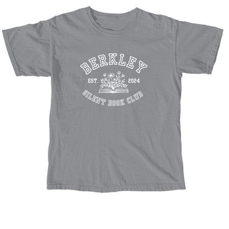 Berkley Silent Book Club University Logo WHT, a Granite Comfort Colors Unisex Tee