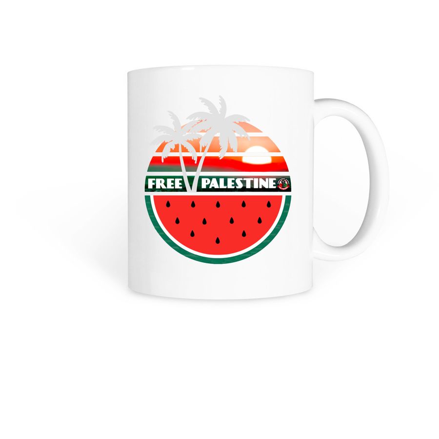 Free Palestine Mug, a White Coffee Mug