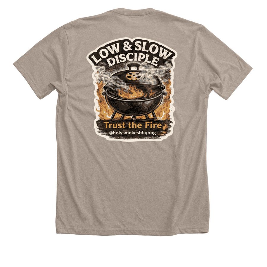 Low and Slow, a Heather Stone Premium Unisex Tee (back-view)