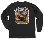 Low and Slow, a Black Classic Long Sleeve Tee (back-view)