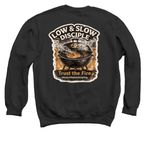 Low and Slow, a Black Crewneck Sweatshirt (back-view)