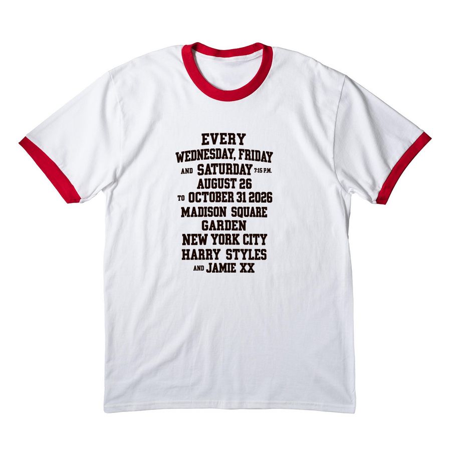 Harry Styles New York 30 Nights 2026 Hoodie, a White/ Red Cotton Ringer Tee