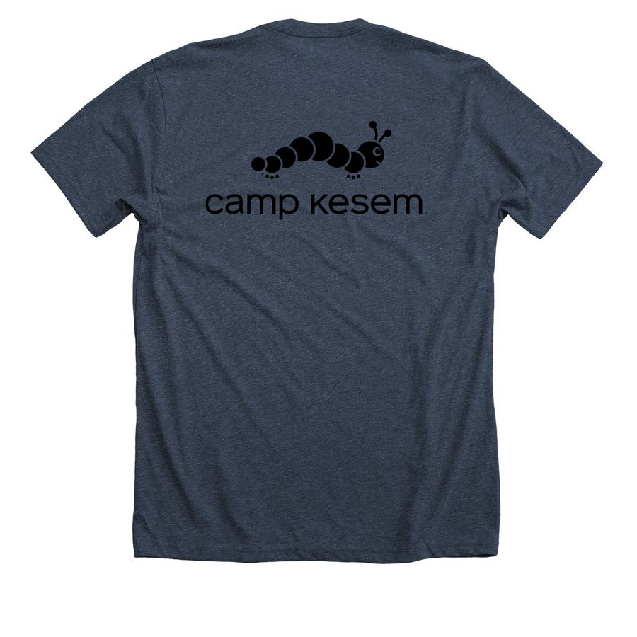 S'mores bear, a Heather Midnight Navy Premium Unisex Tee (back-view)