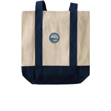 OAMR Annual Conference '26 Merch, a Natural/Navy Two-Tone Grocery Tote Bag