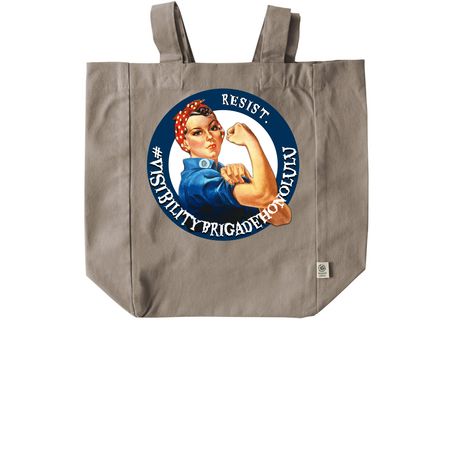 Visibility Brigade Honolulu Member Merch, a Pumice Recycled Cotton Tote Bag (back-view)