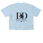 Dilly Dolly, a Chambray Comfort Colors Boxy Tee (back-view)