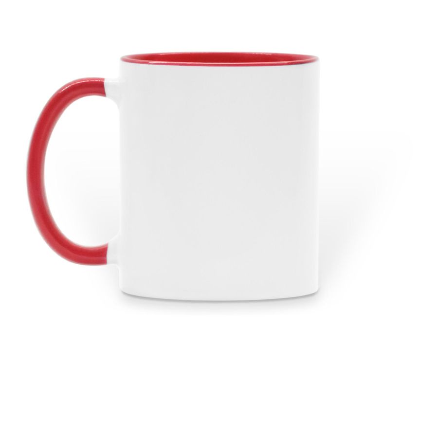 Campaign Logo Mugs, a Red Two-Tone Ceramic Mug (back-view)