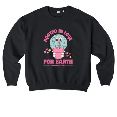 Rooted in Love for Earth, a Black Stanley/Stella Ledger Dry Crewneck Sweatshirt