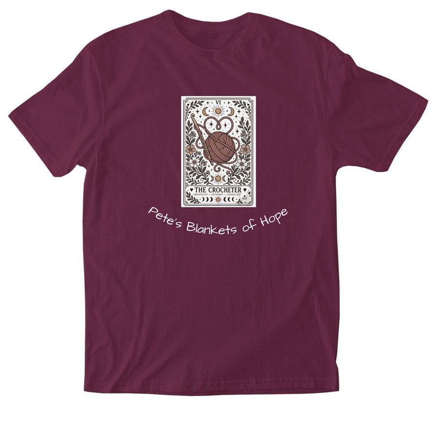 The Crocheter Tarot Card., a Maroon Softstyle Cotton Tee