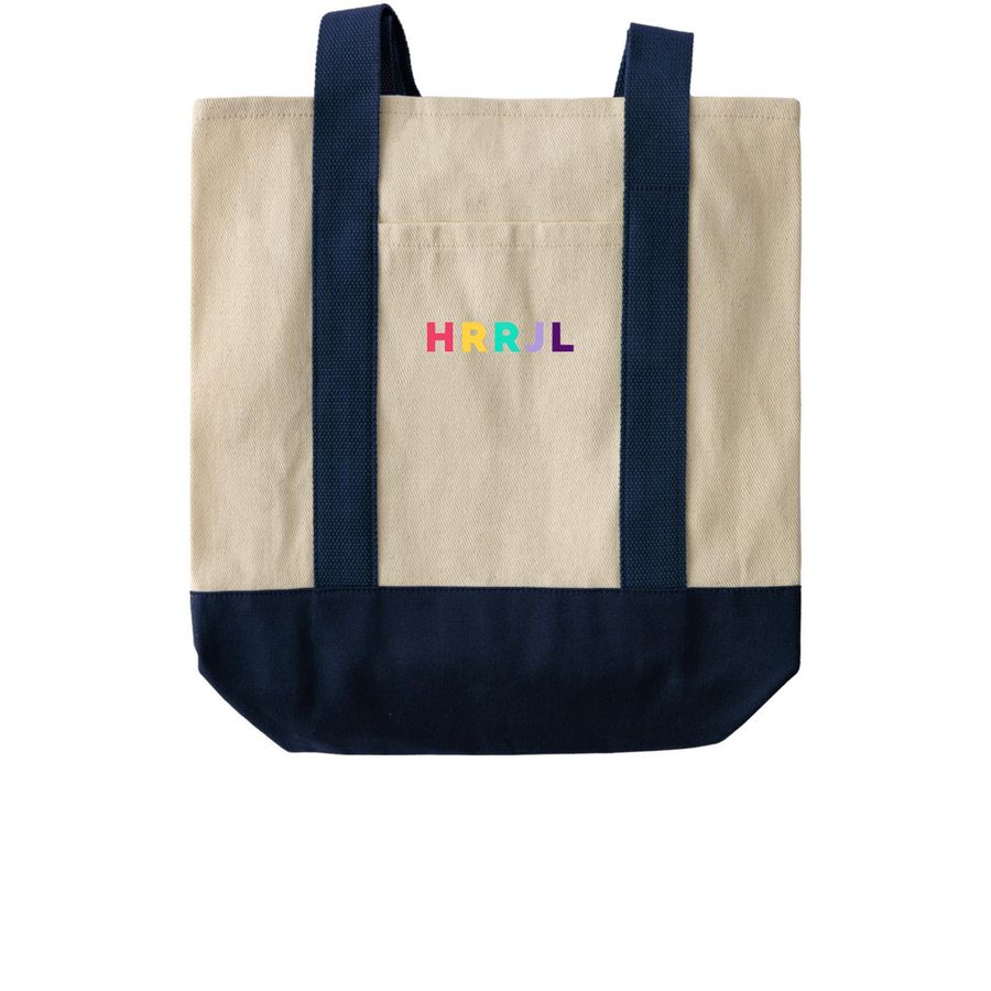 HRRJL TOTE, a Natural/Navy Two-Tone Grocery Tote Bag