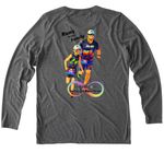 Runs in the family.&nbsp;, a Aluminum Grey Allmade Eco Triblend Women?s Long Sleeve Tee (back-view)