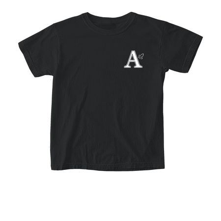A.&nbsp;, a Black Comfort Colors Youth Tee