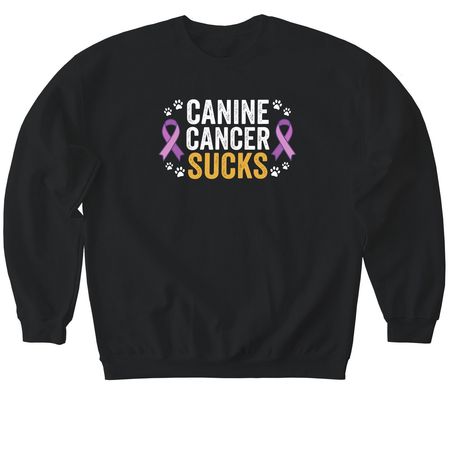 Canine Cancer Sucks, a Black Softstyle Crewneck Sweatshirt