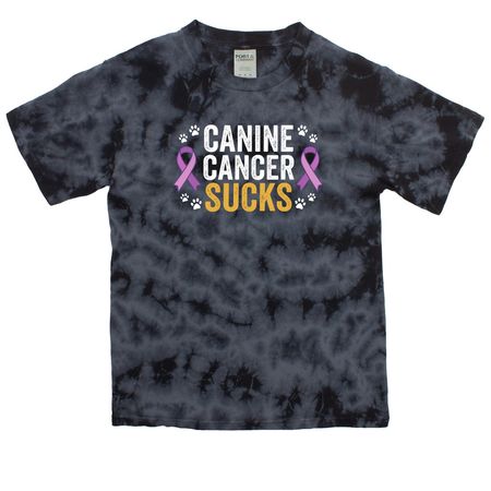 Canine Cancer Sucks, a Black Youth Crystal Tie Dye Tee