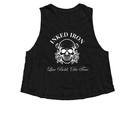 Live Bold, a Solid Black Blend Women?s Cropped Racerback Tank