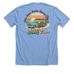 Beach Bunny Vibes, a Heather Carolina Blue Premium Unisex Tee (back-view)