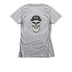 Saved Not Soft, a Dark Heather Grey Women's Slim Fit Tee (back-view)
