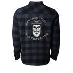 Saved Not Soft, a Charcoal Heather/ Black Unisex Flannel Shirt (back-view)