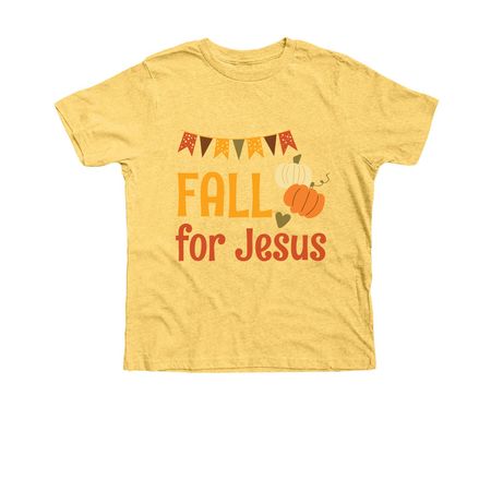 Youth Fall for Jesus, a Heather Yellow Gold Premium Youth Tee