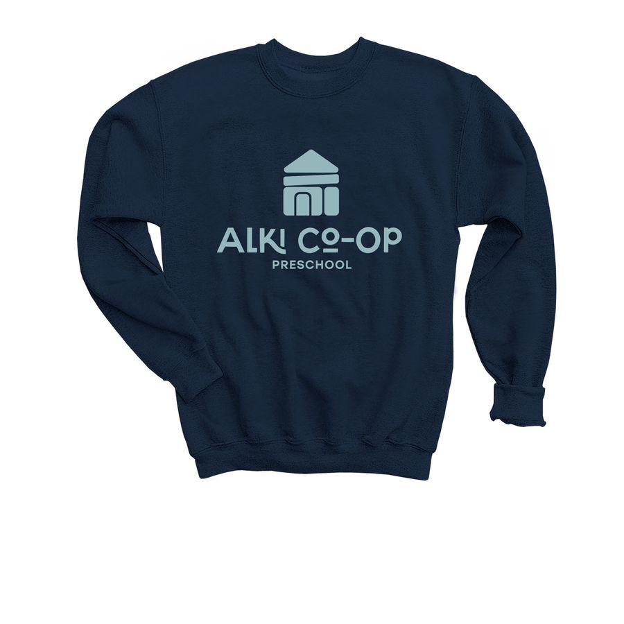 Alki Co-op Youth Crewneck Sweatshirt, a Navy Youth Crewneck Sweatshirt