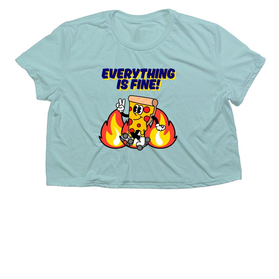 Everything is fine! Team NY, a Dusty Blue Women?s Flowy Cropped Tee