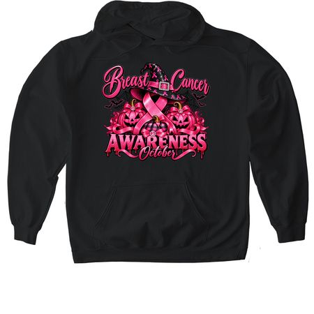 Halloween Breast Cancer Awareness, a Black Gildan Softstyle Pullover Hoodie