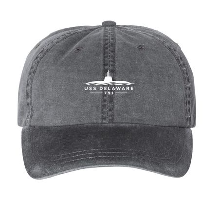 USS Delaware, a Black Printed Pigment Dye Baseball Cap