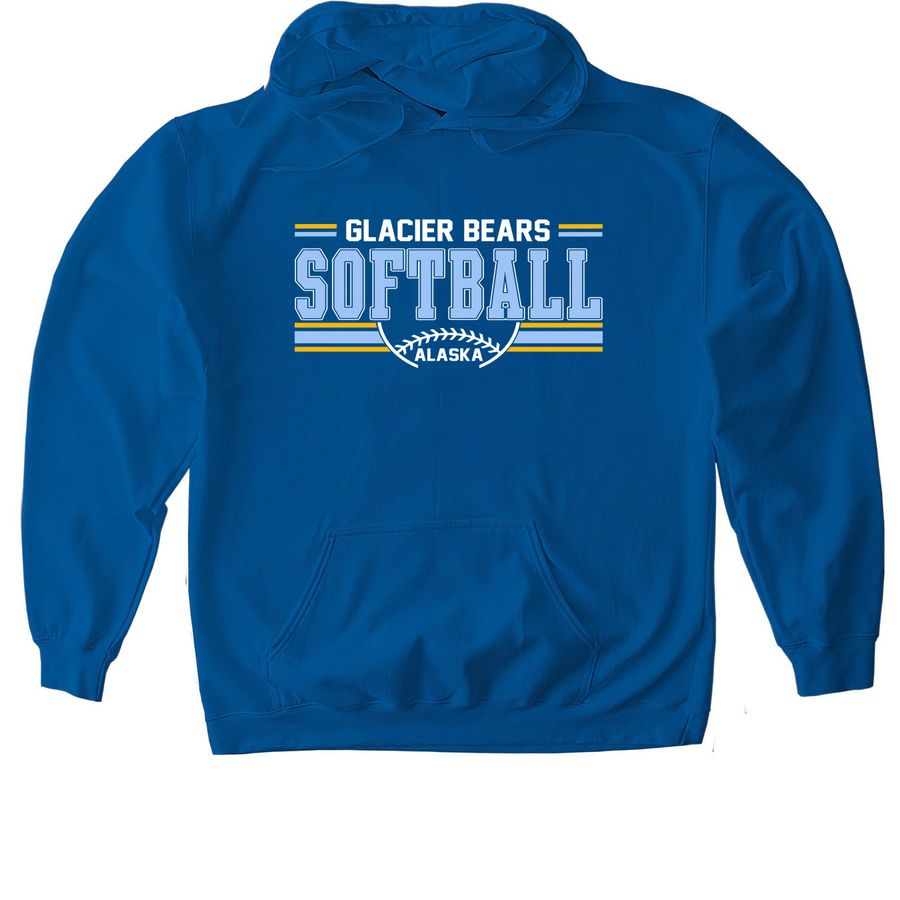 Glacier Bears Softball, a Royal Gildan Softstyle Pullover Hoodie