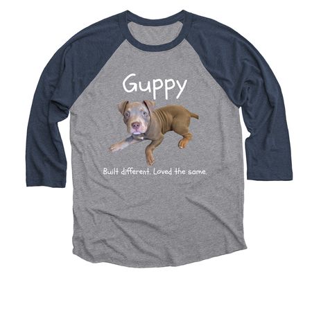 Guppy, a Vintage Navy and Premium Heather 3/4 Sleeve Baseball Tee