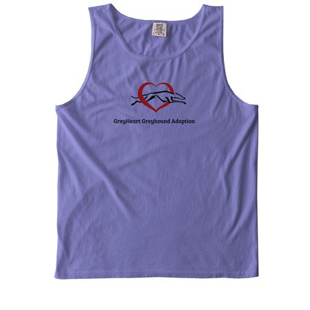 GreyHeart Greyhound Adoption, a Violet Comfort Colors Tank Top