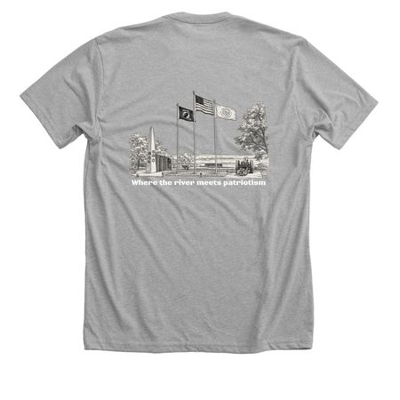 River Meets Patriotism&nbsp;, a Athletic Heather Premium Unisex Tee (back-view)
