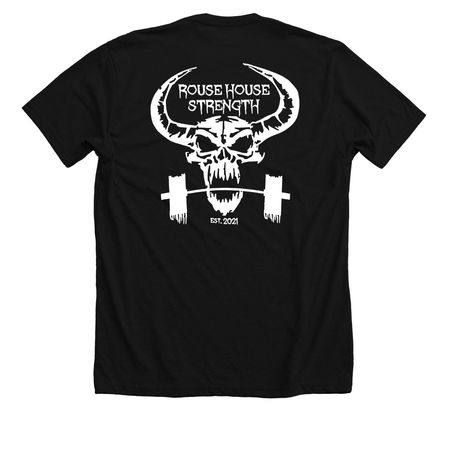 ROUSE HOUSE STRENGTH OG, a Solid Black Blend Premium Unisex Tee (back-view)