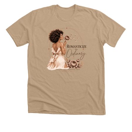 Romanticize the Ordinary 2.0, a Heather Sand Dune Premium Unisex Tee