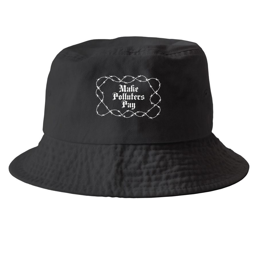 Make Polluters Pay (Hats), a Black Printed Bucket Hat