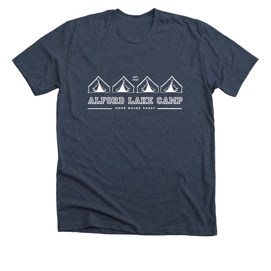 Tent Line, a Heather Midnight Navy Premium Unisex Tee