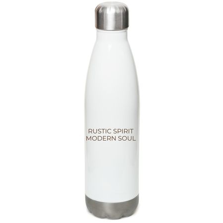 Rustic Spirit, Modern Soul Water Bottle, a White Stainless Steel Water Bottle (back-view)