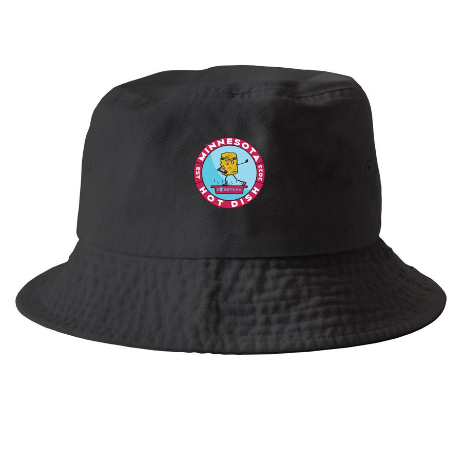 Hot Dish Hats, a Black Printed Bucket Hat