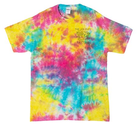 Tattooing Lady&nbsp;, a Jeweltone Colorburst Crystal Tie Dye Tee (back-view)