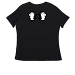 LOGO, a Black Women's Relaxed V-Neck Tee (back-view)