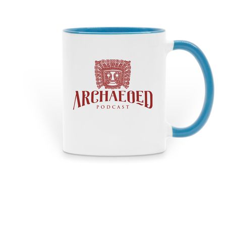 ArchaeoEd Podcast Mug, a Light Blue Two-Tone Ceramic Mug
