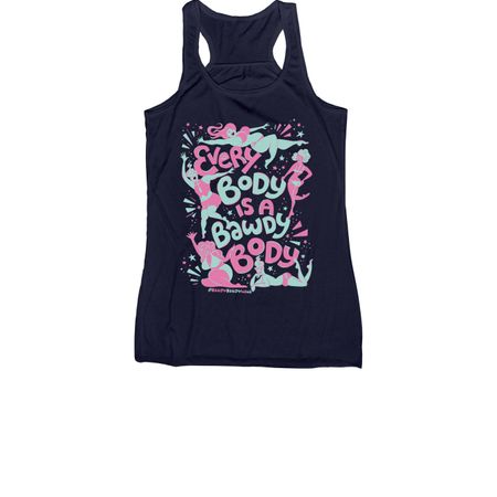 Every Body is a Bawdy Body - Pink and Teal, a Navy Women's Racerback
