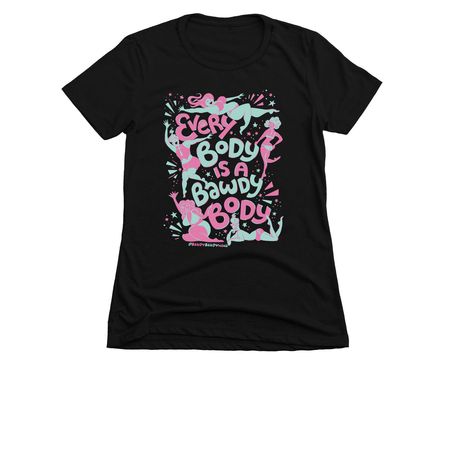Every Body is a Bawdy Body - Pink and Teal, a Black Women's Slim Fit Tee