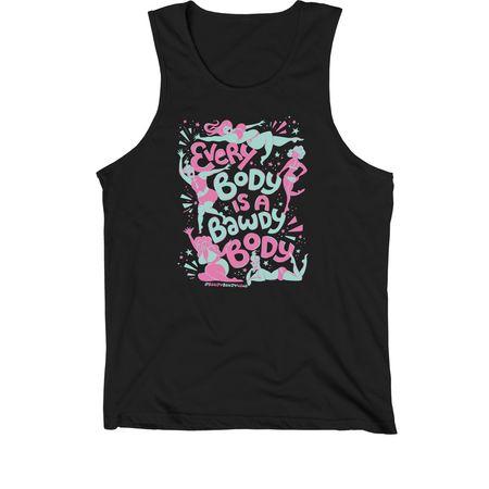 Every Body is a Bawdy Body - Pink and Teal, a Black Premium Cotton Tank