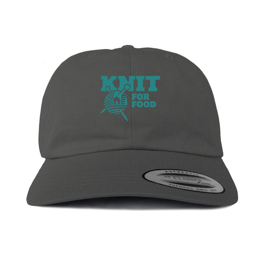 Knit for Food, a Dark Gray Printed Classic Baseball Cap