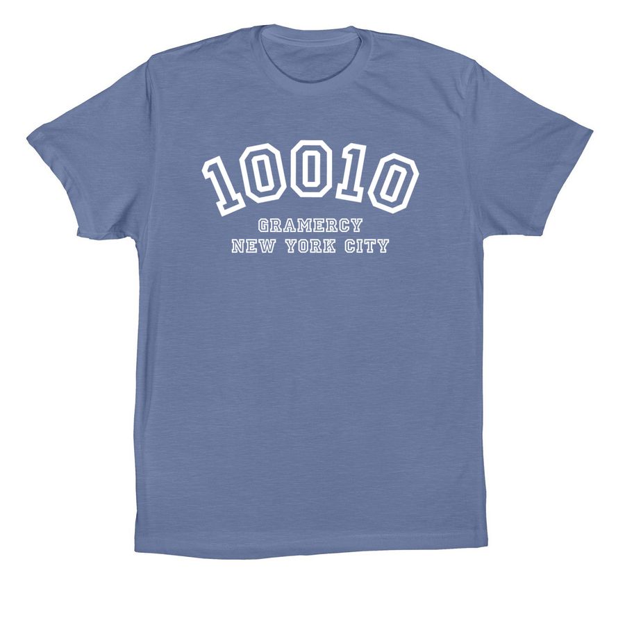 10010 Varsity White, a Lavender Blue Premium Cotton Tee