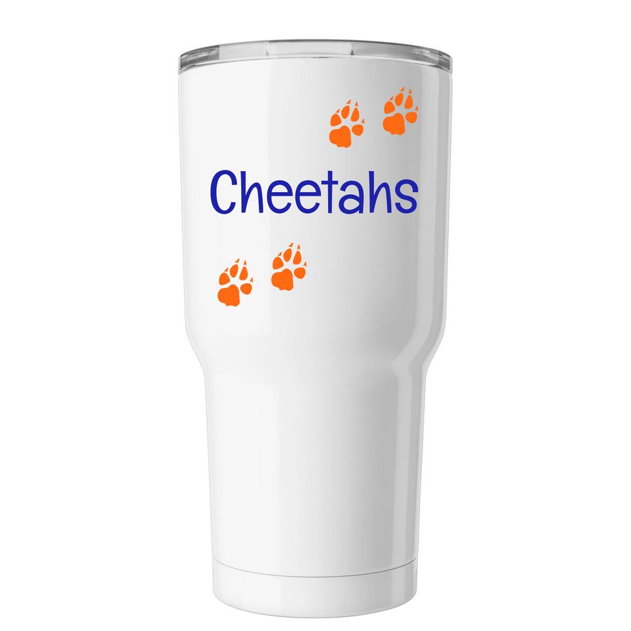 Metro Deaf School Tumbler, a White Insulated Tumbler (back-view)