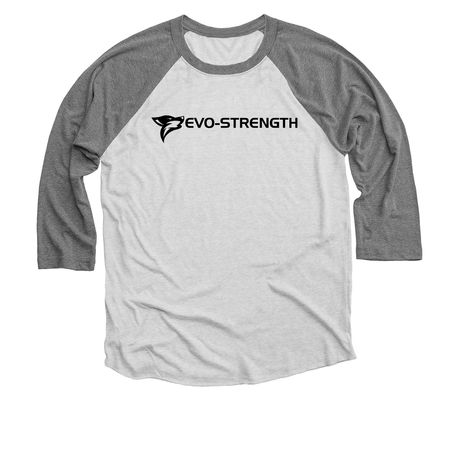 EVO-STRENGTH BLACK, a Premium Heather and Heather White 3/4 Sleeve Baseball Tee