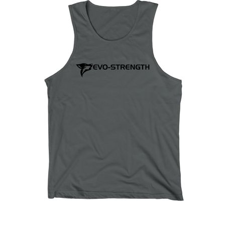 EVO-STRENGTH BLACK, a Dark Grey Premium Cotton Tank