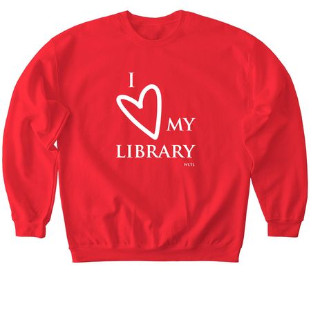 I&nbsp;? my Library, a Red Softstyle Crewneck Sweatshirt